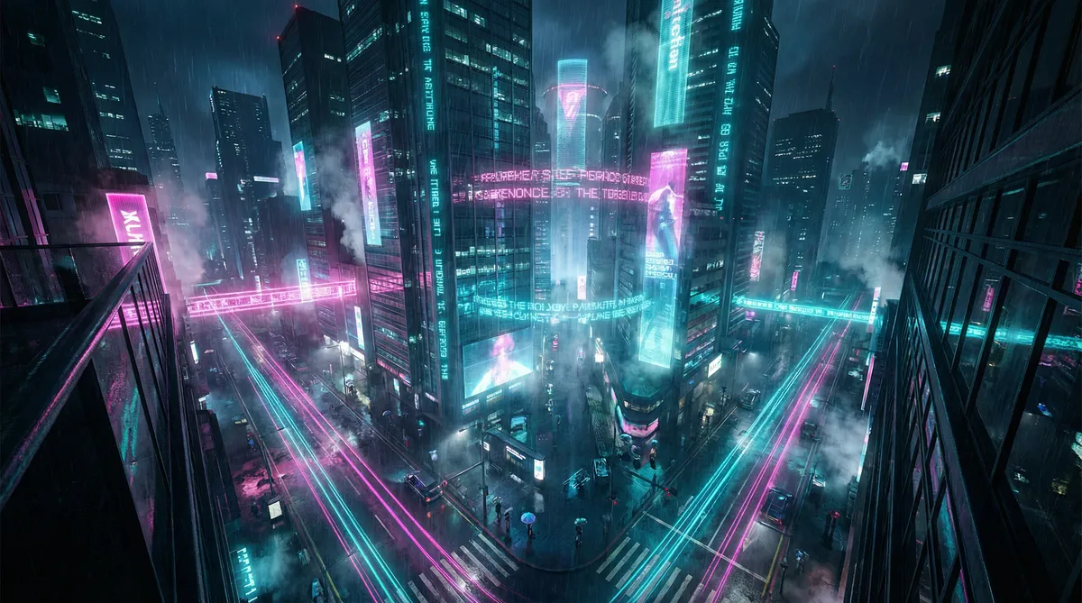 五十度灰在线播放标清 竖屏短剧平台首页背景 - 赛博朋克都市夜景